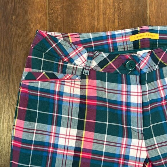 Louis Castel Paris Golf Pants in Olive and Red. plaid. Size 75. US 8 - Picture 4 of 8